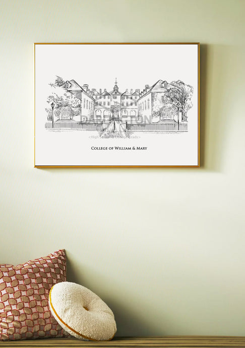 College of William & Mary Fine Art Print, Signed & Numbered by the Artist, Hand Drawn