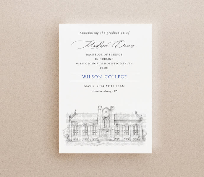 Wilson College Graduation Announcement, Pennsylvania, PA, University, State, College, Tech, Graduation Invitations, Cards (set of 25)