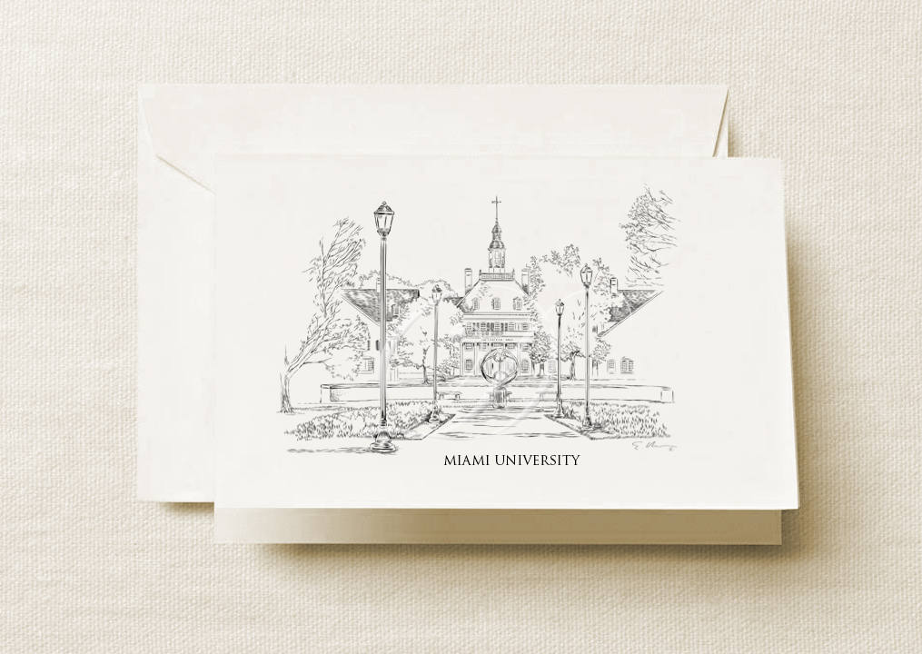 Miami University Note Cards, Thank You Cards, Alumni, Christmas Gift, Birthday, Graduation Gift (Boxed Notecard Set of 8)