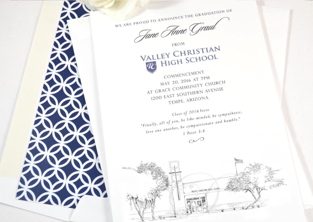 Valley Christian High School Graduation Announcements , Arizona, High School Grad, Graduation Cards (set of 25)