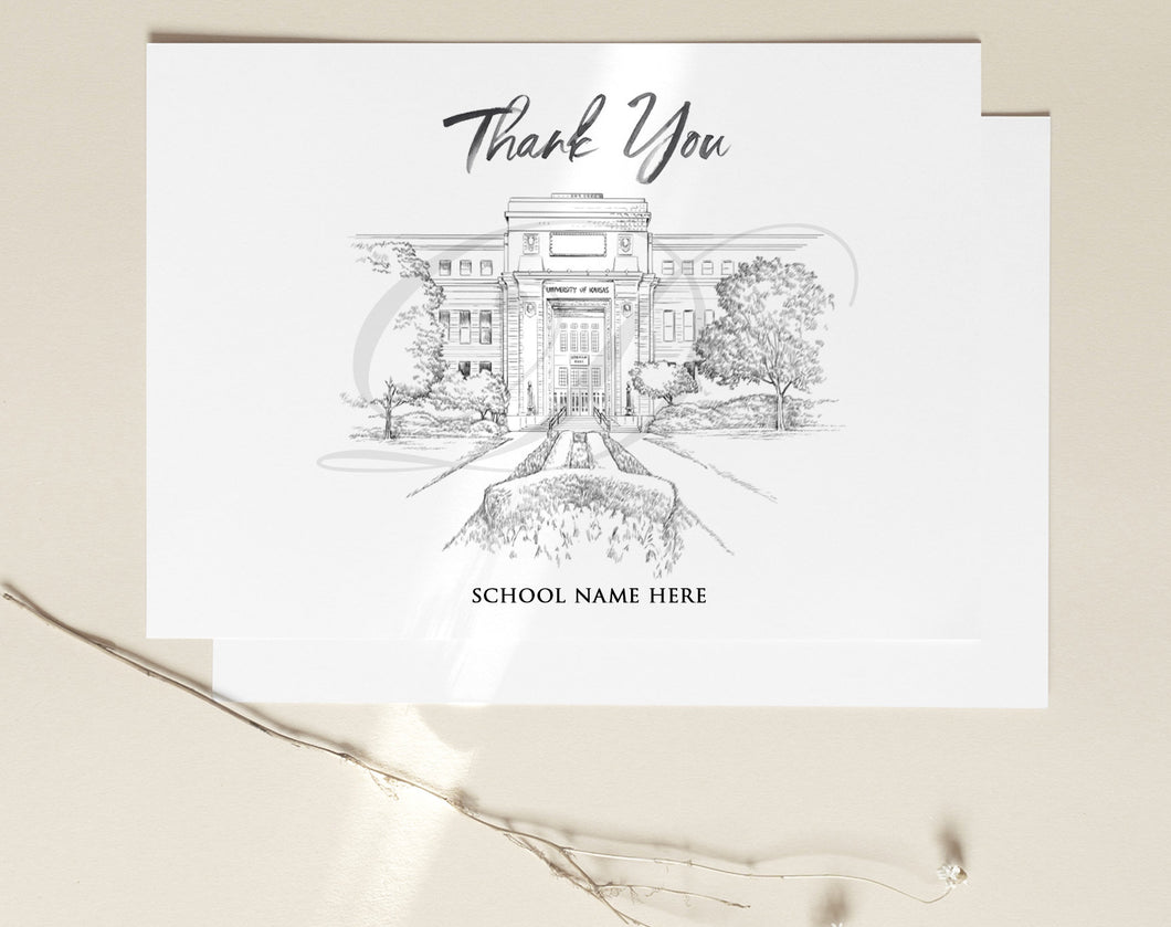 Graduation Thank You Cards, University of Kansas, Thank You Card, ku, Grads, Alumni, Note Cards, Graduation Gift (Set of 25)